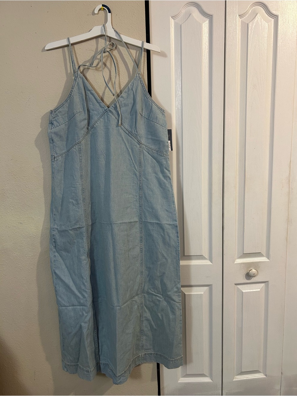Light wash Blue Denim spaghetti strap Dress.